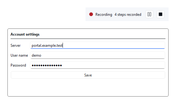 A sample application window with the recording bar in the corner: 